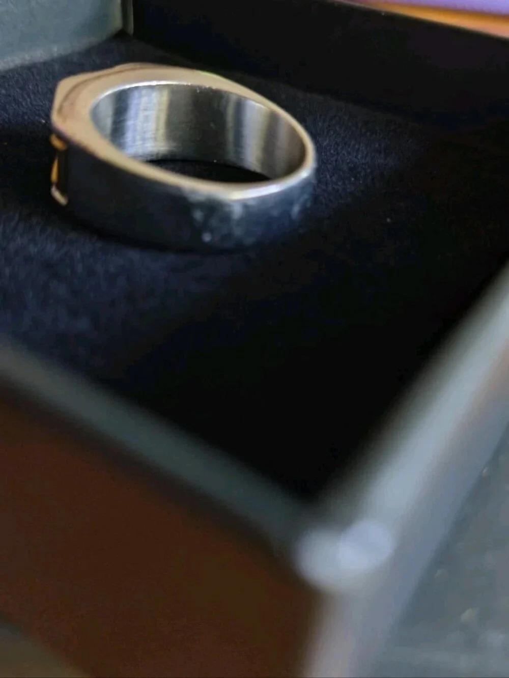 Men’s 24K Gold Plated Stainless Steel Ring Size 10 with CZ Crystals – Geometric